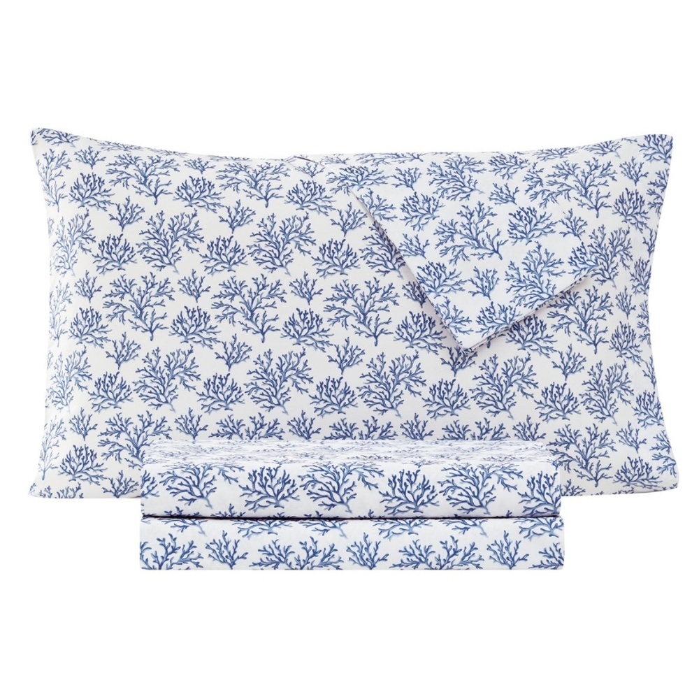 Sanders Coastal Printed Microfiber 3-Pc. Sheet Set, Twin - Blue Coral Reef